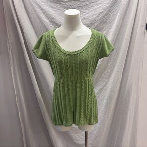 Aeropostale Green Knit Babydoll Sweater Short Sleeve Size Large Y2K Vintage